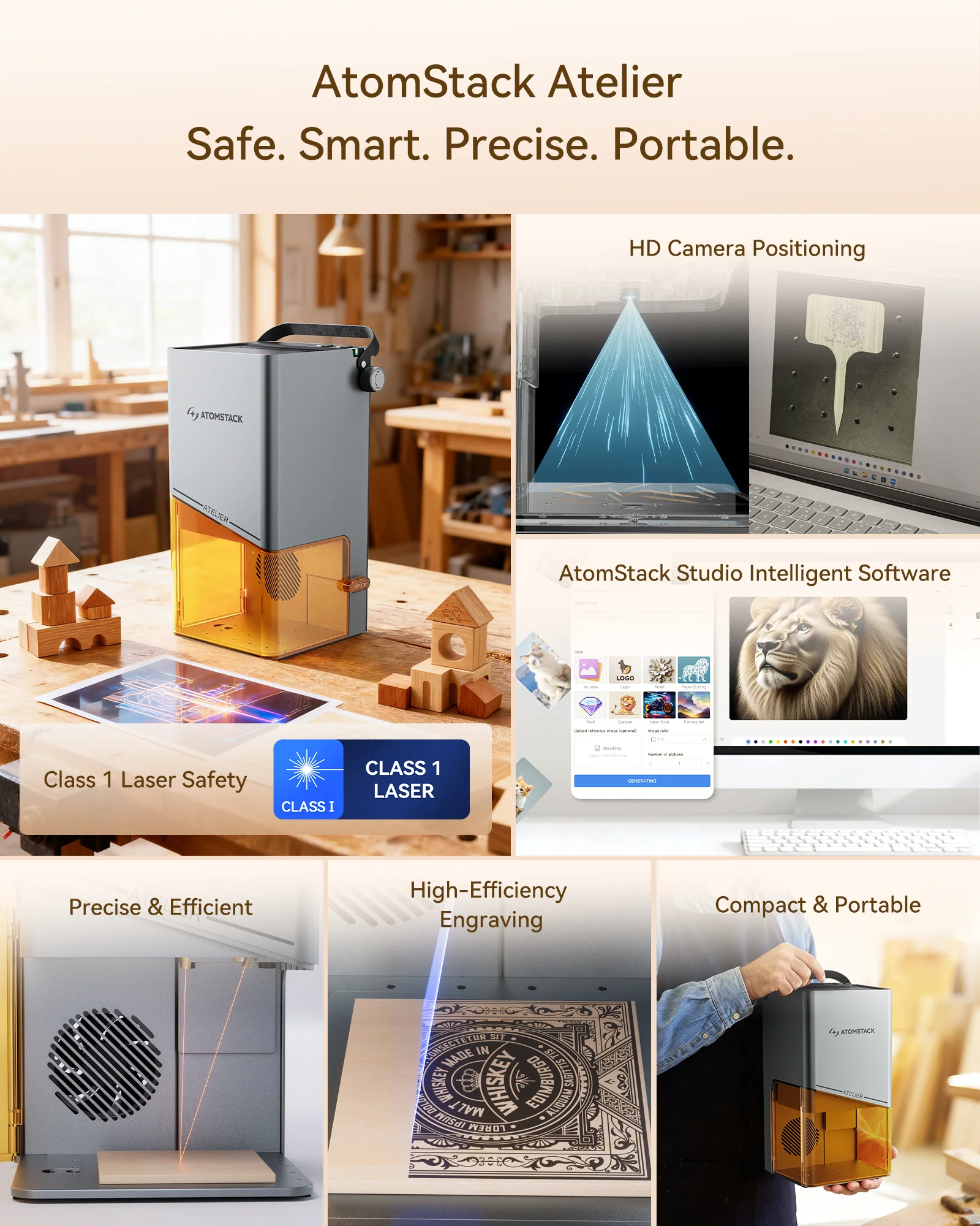 AtomStack Atelier AI Diode Laser Engraver with Built-in Camera - Image 3