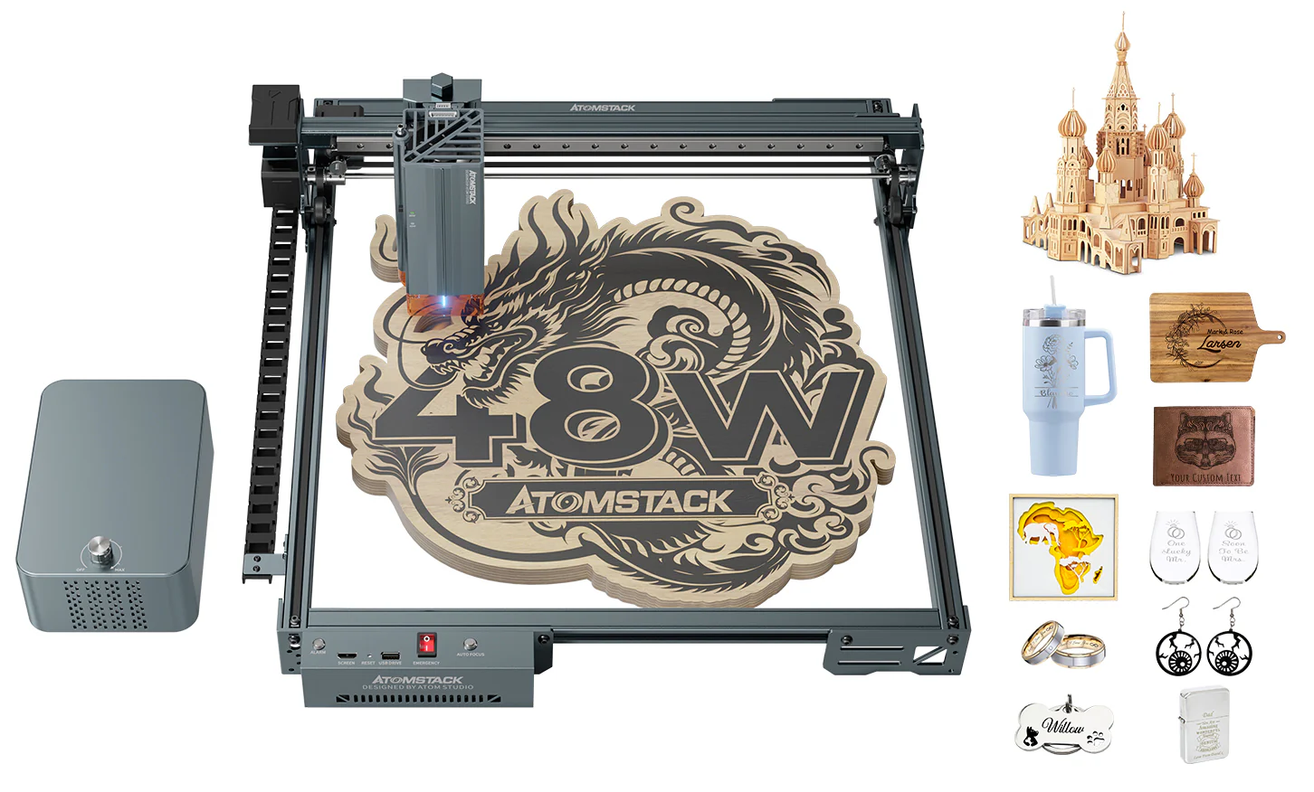 AtomStack A40 Pro V2 Laser Engraver with F60 Air Assist Kit - Image 8