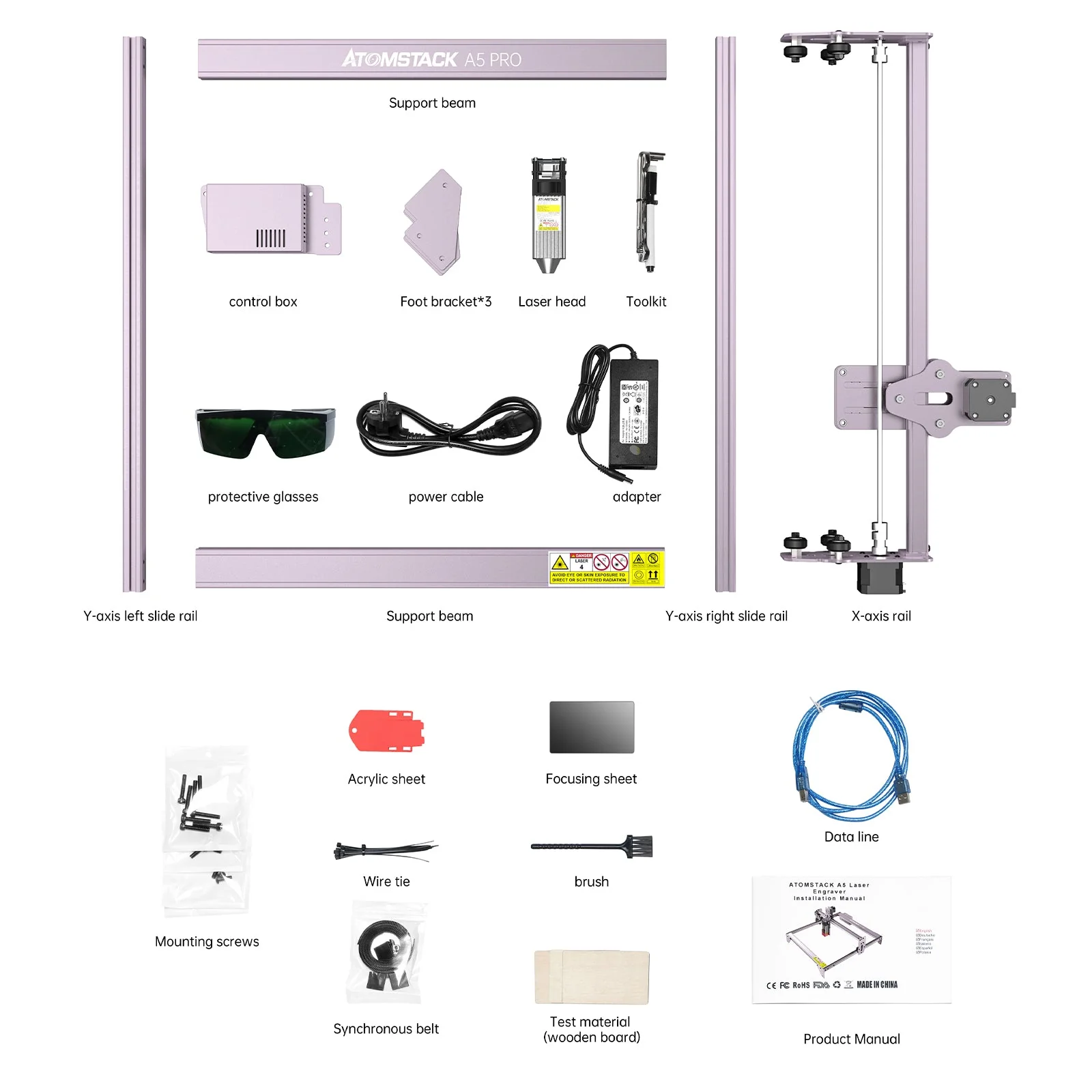 AtomStack A5 Pro/A5 Pro V2 Laser Engraver 5W Laser Engraving Cutting Machine for Wood Metal 410x400mm - Image 6