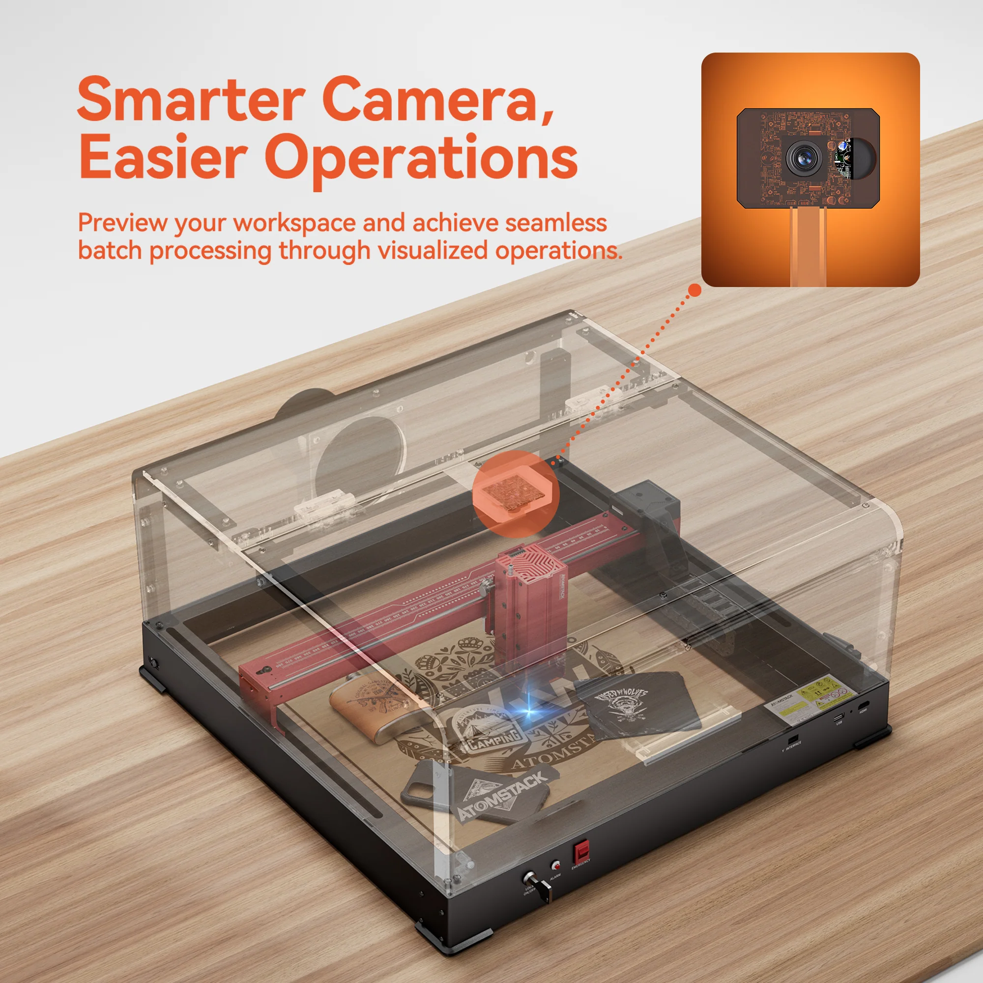 AtomStack B3 Enclosure - Dustproof Laser Engraving Machine Protective Box with Camera for A6 Series - Image 4