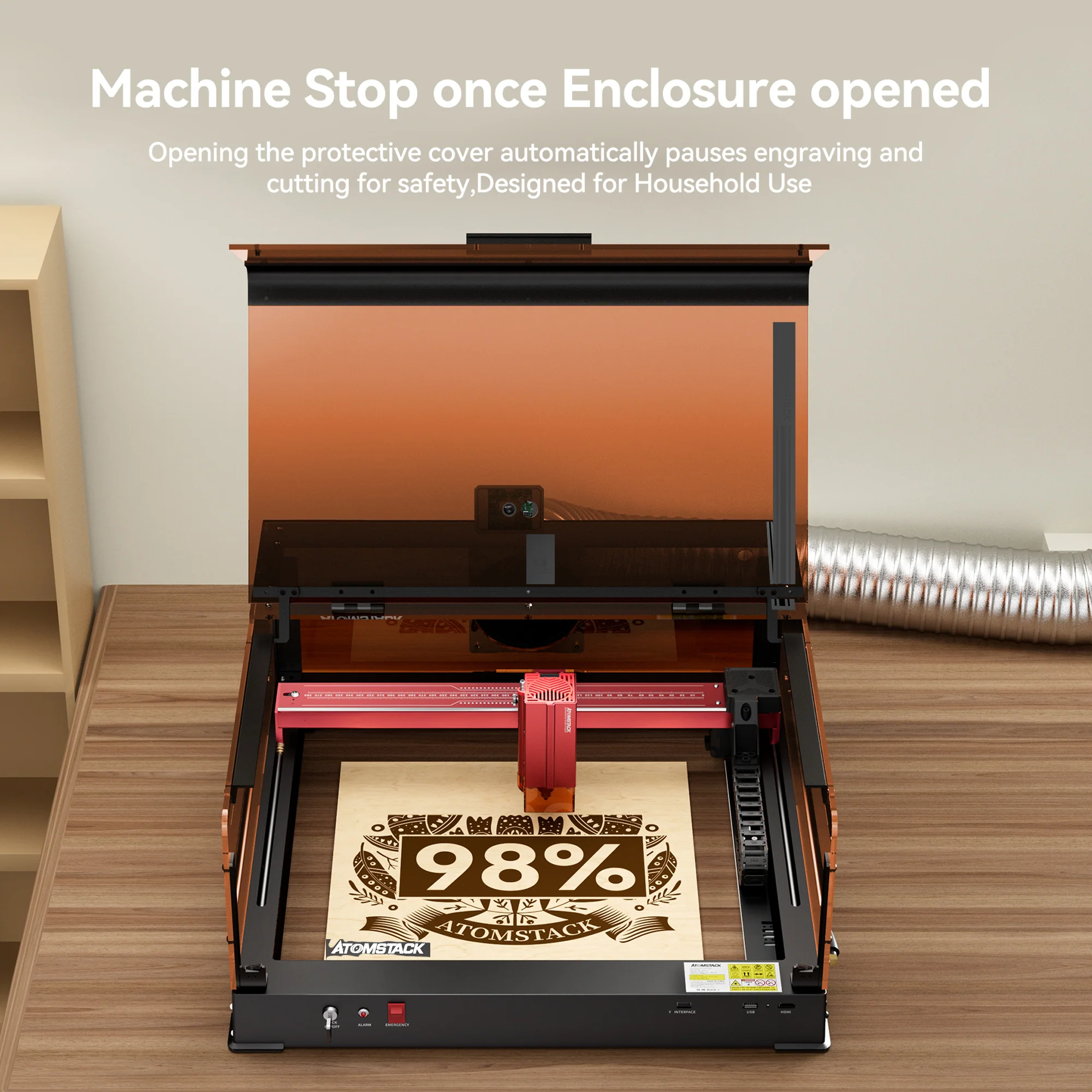 AtomStack B3 Enclosure - Dustproof Laser Engraving Machine Protective Box with Camera for A6 Series - Image 6