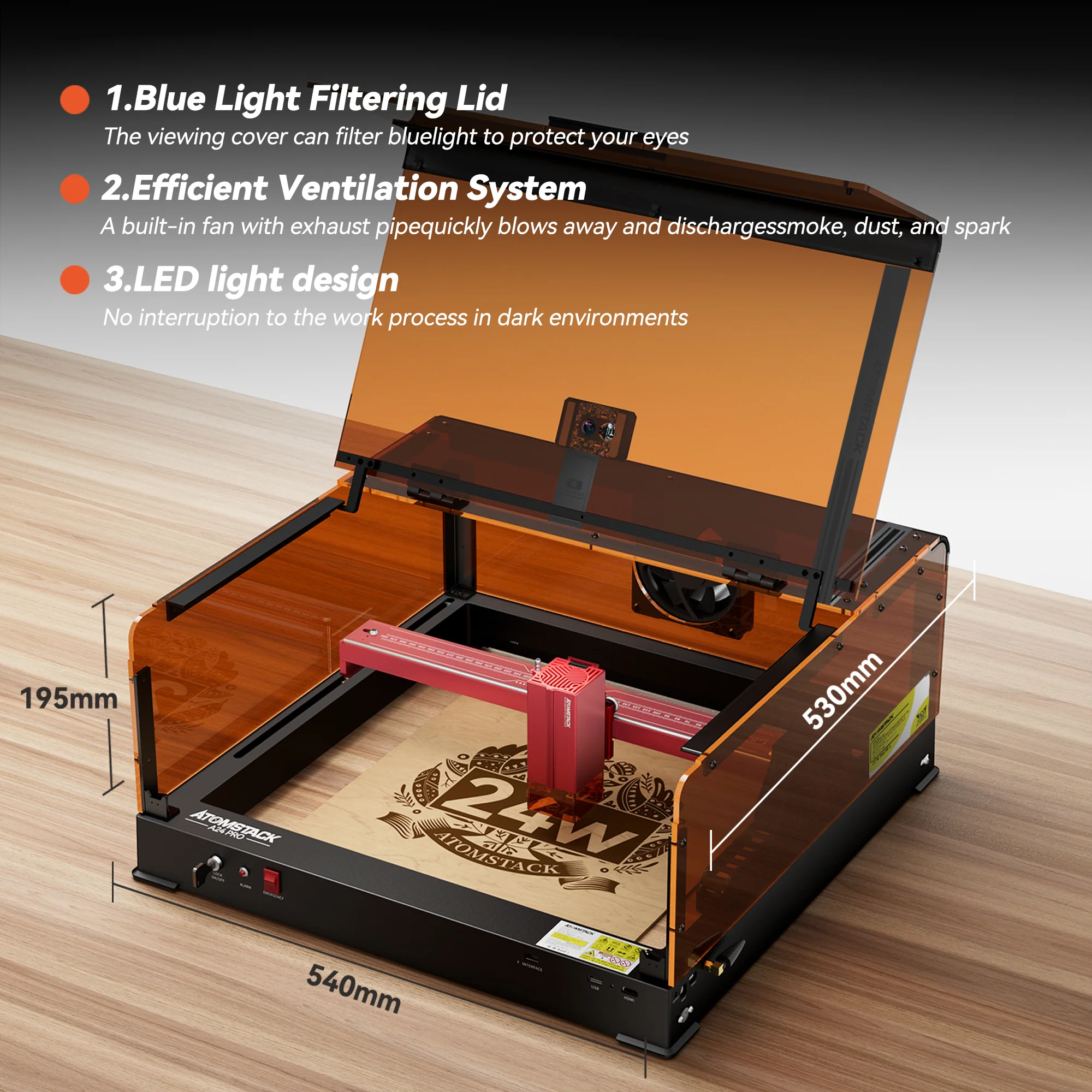AtomStack B3 Enclosure - Dustproof Laser Engraving Machine Protective Box with Camera for A6 Series - Image 8