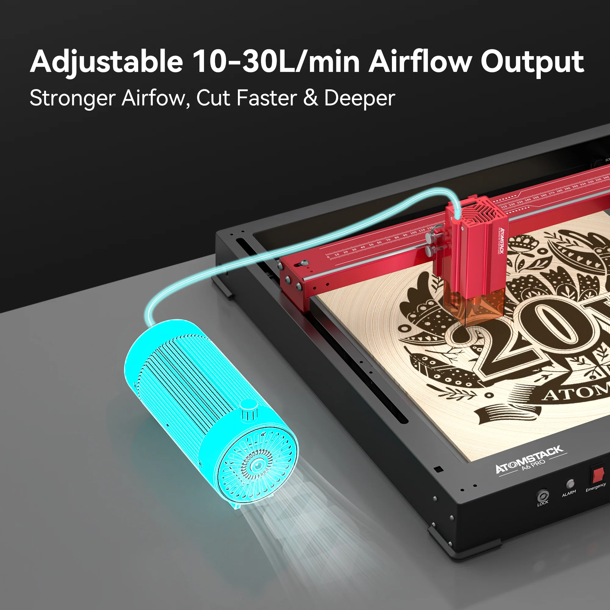 AtomStack F30 V2 Air Assist Set for Laser Engraving and Cutting Machine - Image 6