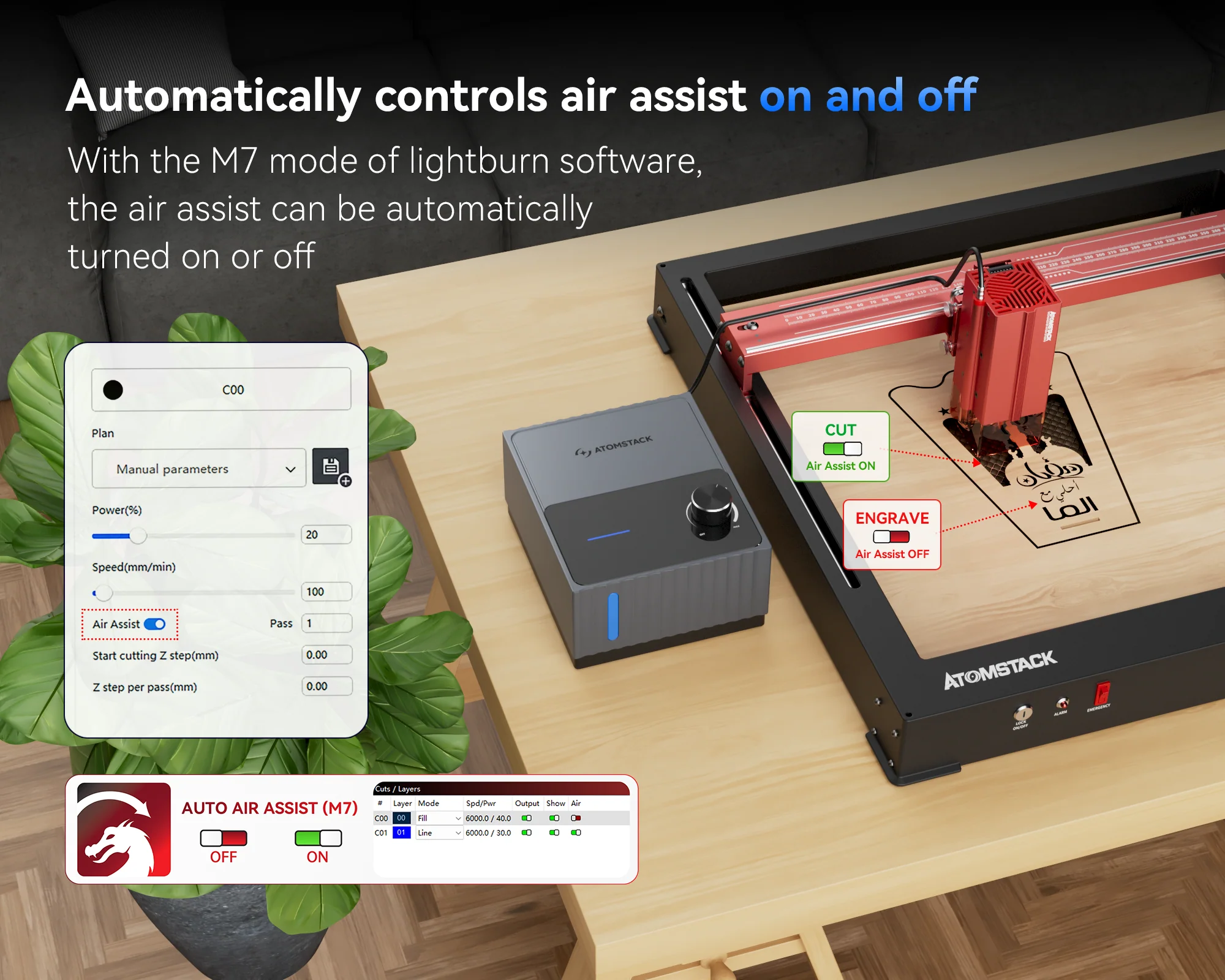 AtomStack F80 Air Assist Set for Laser Engraving and Cutting Machine - Image 3