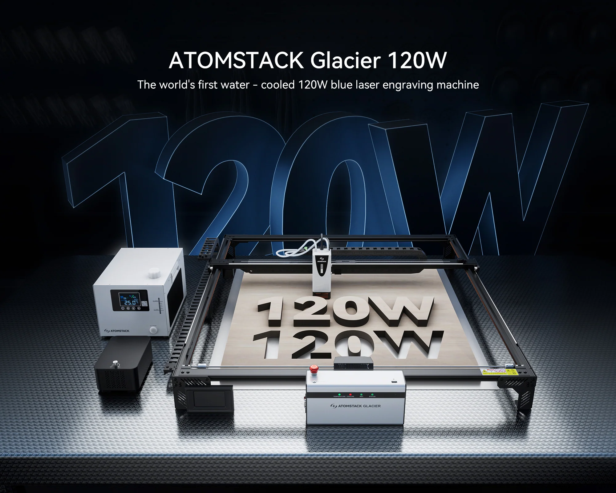 AtomStack Glacier 120W/90W Water-Cooled Diode Laser Engraver - Image 3