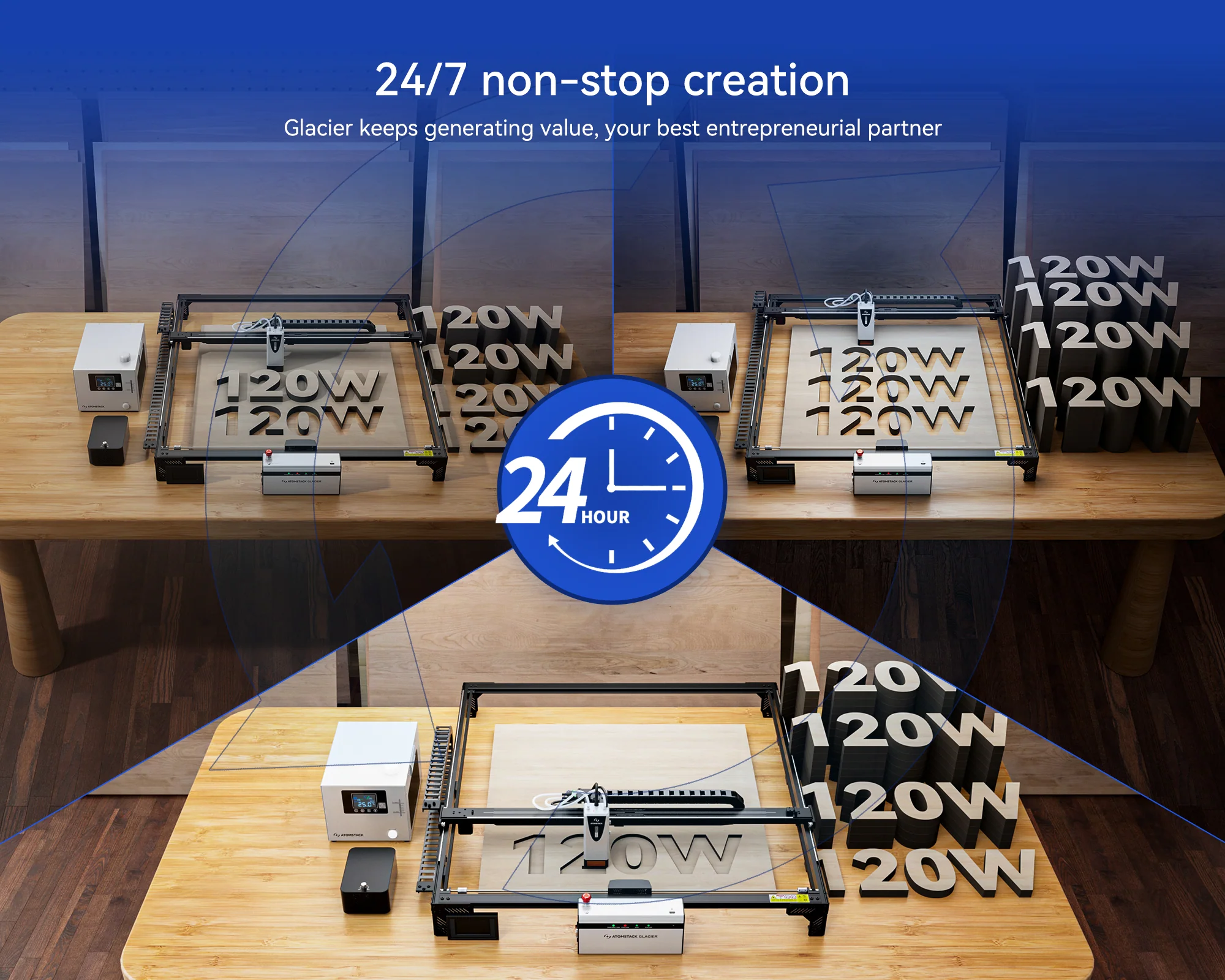 AtomStack Glacier 120W/90W Water-Cooled Diode Laser Engraver - Image 8
